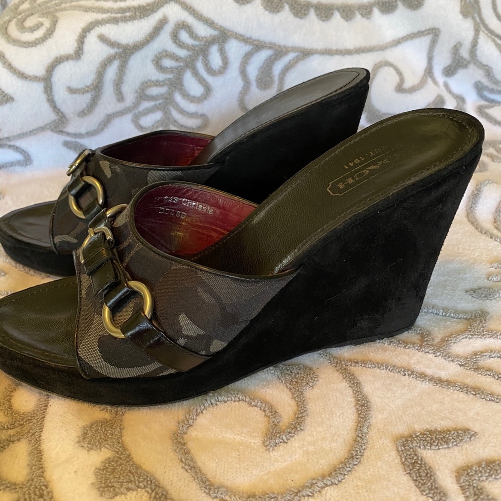 Coach Black Platform slides
